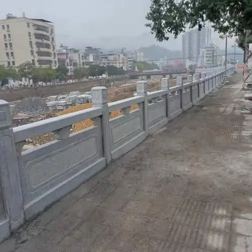 芝麻白栏杆 河道石栏板 富祥 桥栏板 河道石栏杆图片