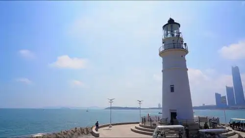 青岛情人坝灯塔延时