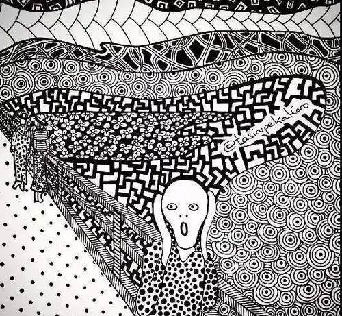 黑白线描下的世界名画,居然这么好看!