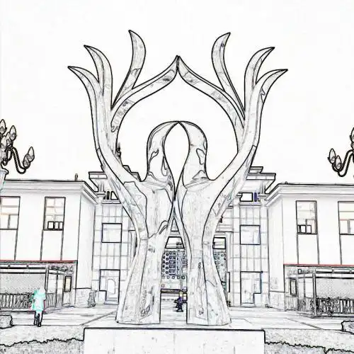 城市广场中心雕塑手绘效果图