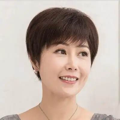 假发女短发中老年透气自然图片