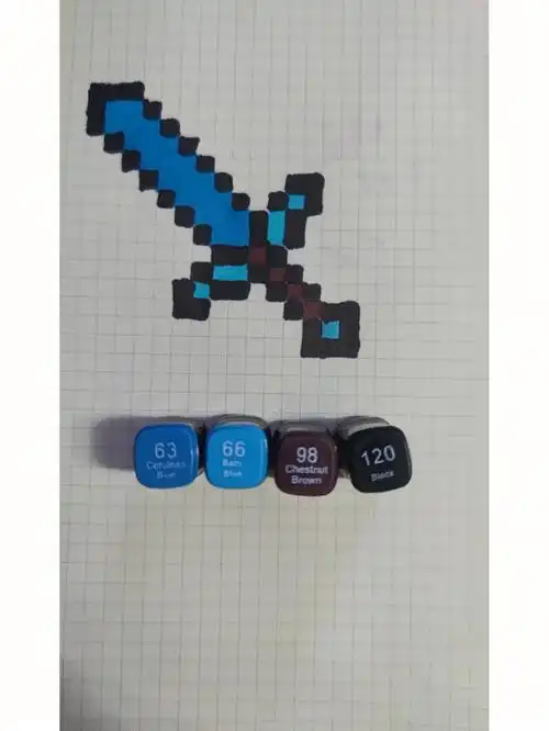 方格纸画钻石剑教程#教程  #方格纸 #钻石剑