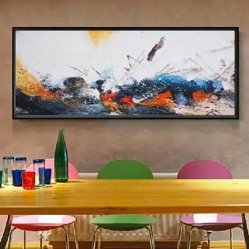 酒店样板房装饰画电视背景墙油画客栈客房壁画横幅 手绘抽象画 40*120