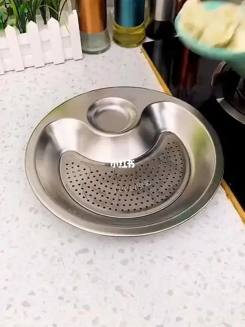 不锈钢饺子盘结实耐用自带沥水盘饺子盘