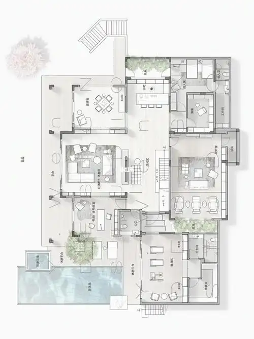 三层1000平别墅设计方案|叠层花园|户型优化