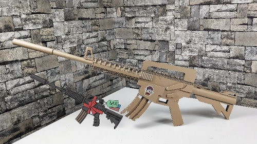 废纸板制作刺激战场m4a1玩具枪模型相似度很高为手工达人