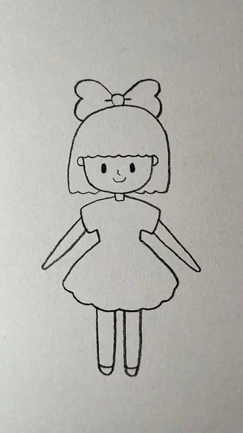 蝴蝶结小女孩怎么画?