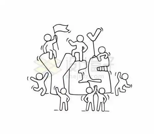卡通线条小白人团队合作励志插画6103922矢量图片免抠素材免费下载