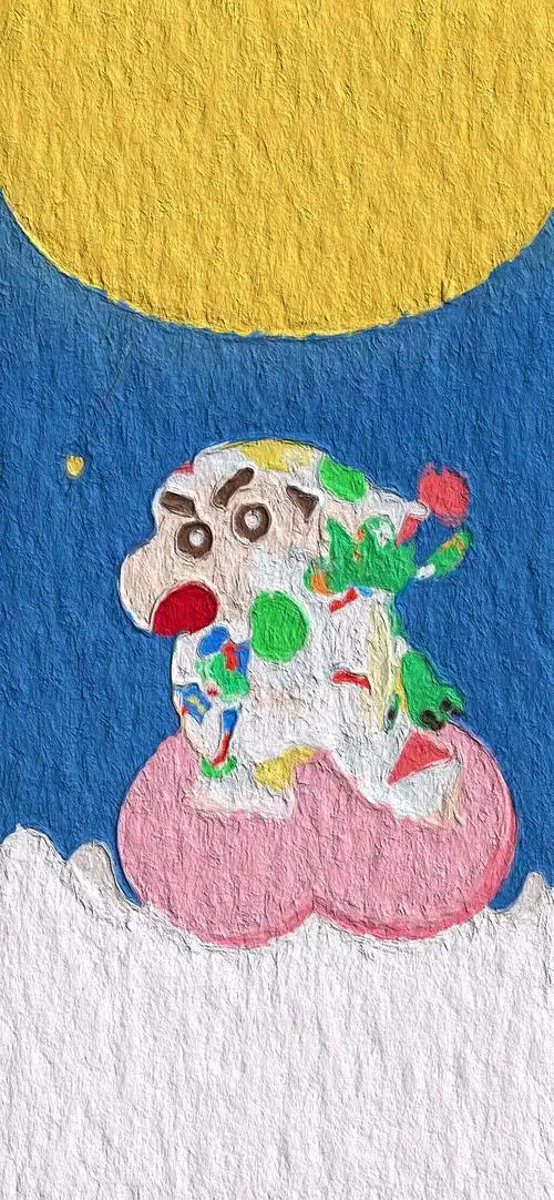 蜡笔小新油画壁纸 cr.yunduo·少女心