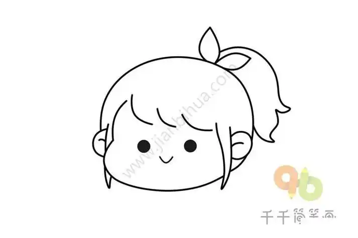 扎马尾的小女孩头像简笔画动漫人物日本漫画儿童简笔画大全-可乐云