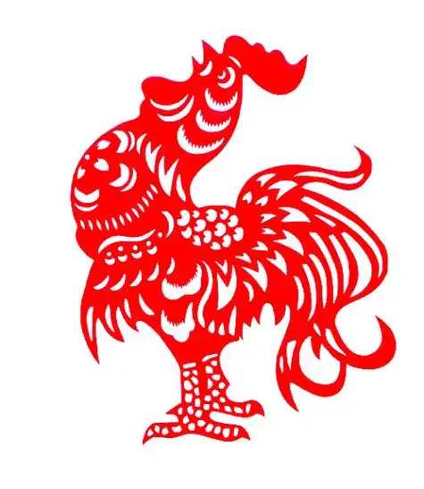 大红红公鸡剪纸pvc不干胶贴纸墙贴玻璃门一面自带喜字