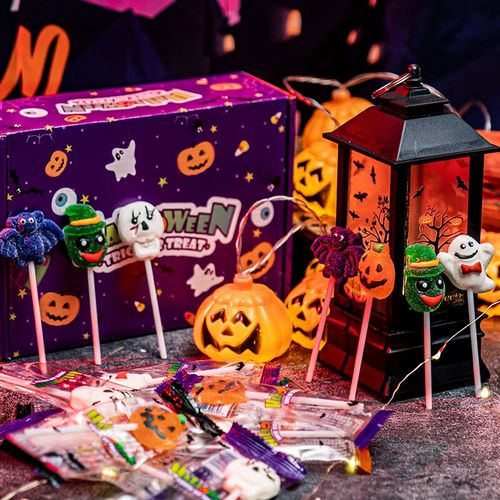 俏滋郎万圣节糖果可爱创意卡通棒棒糖散装网红万圣夜礼物礼盒零食