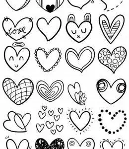 简单可爱的爱心手绘小图案简笔画大全!涂色大图版
