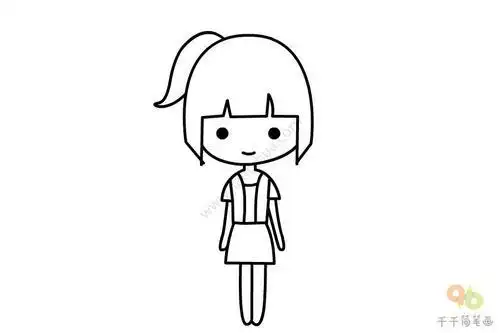扎马尾小女孩画像简笔画