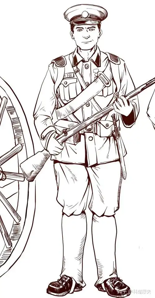 速写本1站在打字机前的伏波军士兵