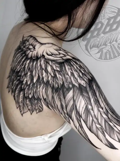 折翼天使_纹身图案手稿图片_宇瞳的纹身作品集