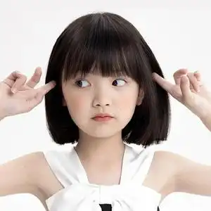 儿童假发女孩短发空气刘海女童波波头自然时尚模特拍照写真全头套