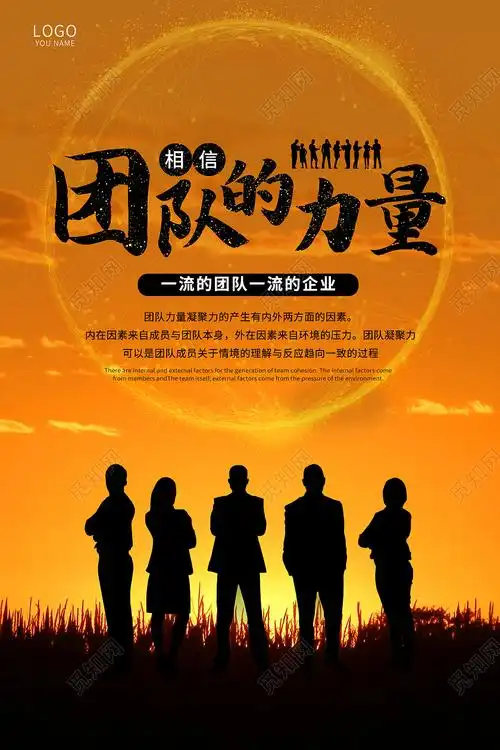 黄昏团队剪影相信团队的力量励志宣传海报