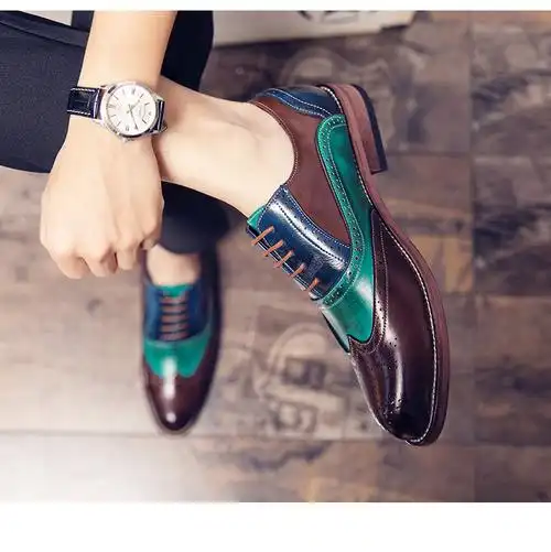 雕花复古英伦商务休闲内增高4cm6尖头发型师男鞋2021棕色普通款45男款