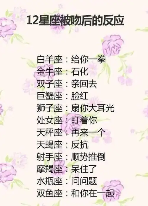 十二星座被吻后的反应,双子亲回去