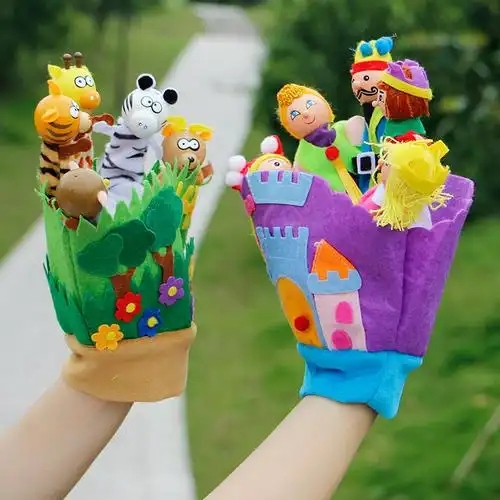 布袋木偶 幼儿园五指手套森林动物指偶手偶亲子教具讲故事游戏布袋