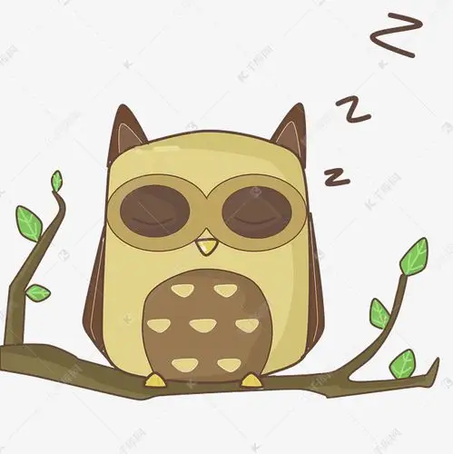 免抠元素 睡觉的猫头鹰 世界睡眠日猫头鹰插画版权可商用有保障