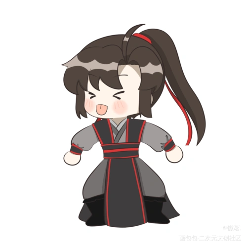 摸了一个羡_魔道祖师忘羡魏无羡平涂q版墨香铜臭绘画绘画作品