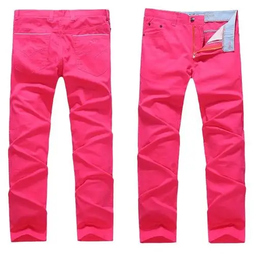 秋冬季男装裤子 男士修身直筒彩色休闲裤 糖果色大码男裤长裤