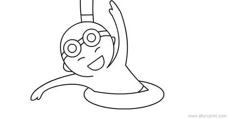 儿童简笔画小朋友在游泳