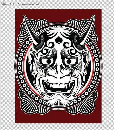 illustrator如何绘制恶魔的面具插画图腾(3)