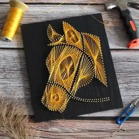 和万兴马头纱线画成品 钉子绕线画手工装饰画diy材料包