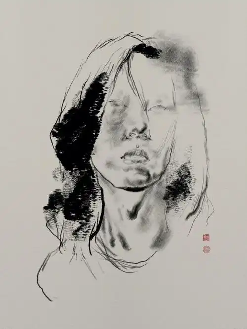 国美线性速写人物速写肖像速写速写分享