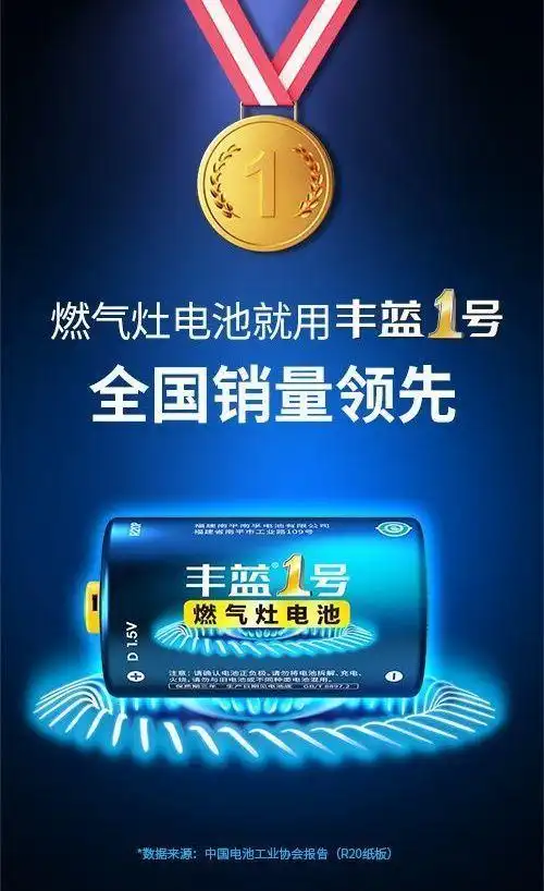 丰蓝1号电池2粒装南孚电池丰蓝1号燃气灶热水器一号碳性干电池d型lr20