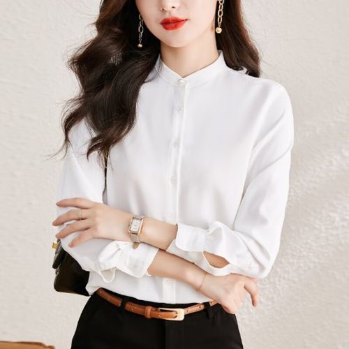 范世提春秋季女生小个子衬衫女立领衬衣女士穿法式女春季新款时尚气质