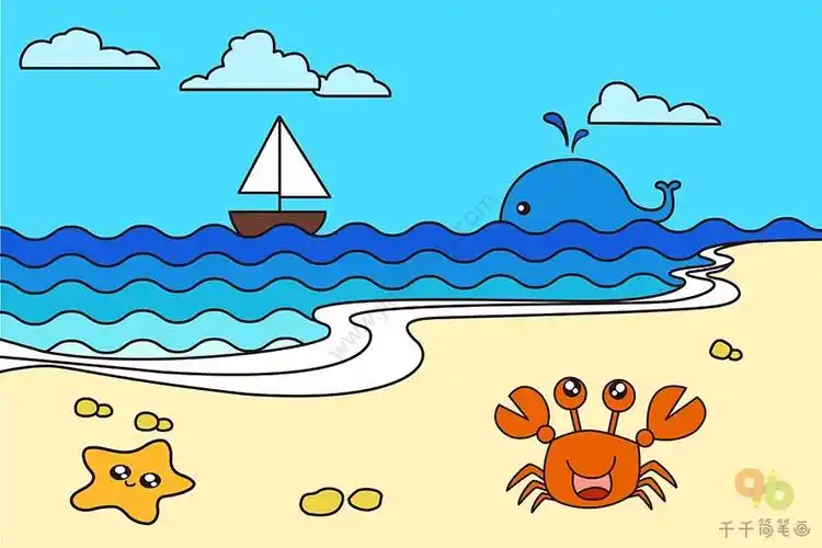 如何画大海简笔画