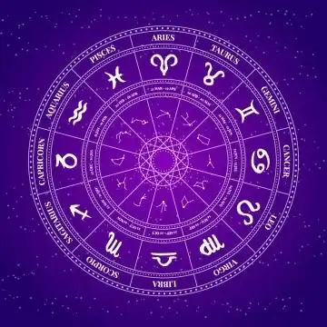 紫色十二星座星盘占星命盘图片免抠素材