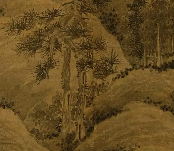 新品元吴镇溪山山高隐图轴绢本墨笔画山水画国画国画