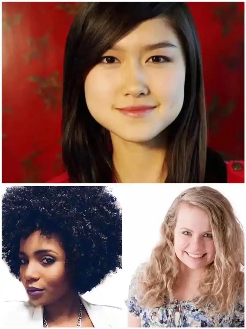 显微镜下不同人种的头发截面.第一张:黄种人头发横切面是圆柱形 - 抖