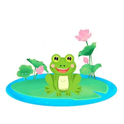 卡通青蛙元素荷花夏季秋季手绘夏季夏至荷花青蛙元素夏天夏日青蛙青蛙