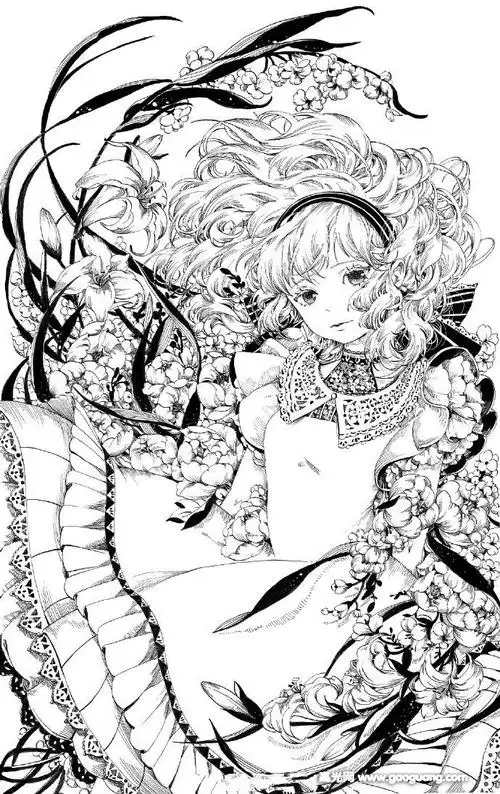 唯美人物线稿插画图集精致的黑白人物线稿作品