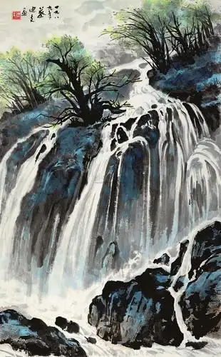 【1989年作 九寨沟 镜片 设色纸本】拍卖品_图片_价格_鉴赏_绘画_雅昌