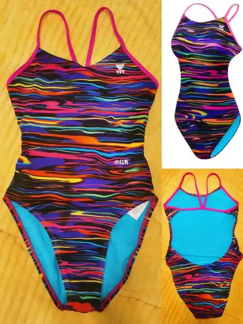 出tyr全新荧光粉色肩带大开背竞速泳衣32码