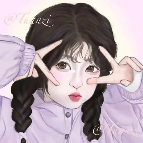 宝藏女孩虞书欣  #procreate绘画  #板绘  #厚涂头像  #可爱头像