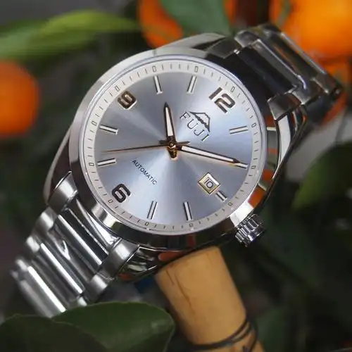 富士m6886-a单历银白色底镂空全自动机械 男表