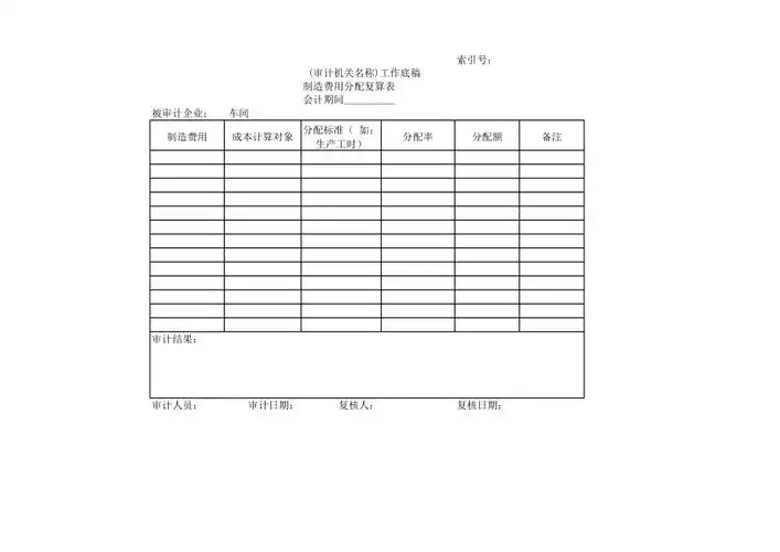 制造费用分配复算表
