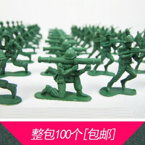 100只装二战兵人模型小士兵怀旧军事战争沙盘打仗小人玩具包邮