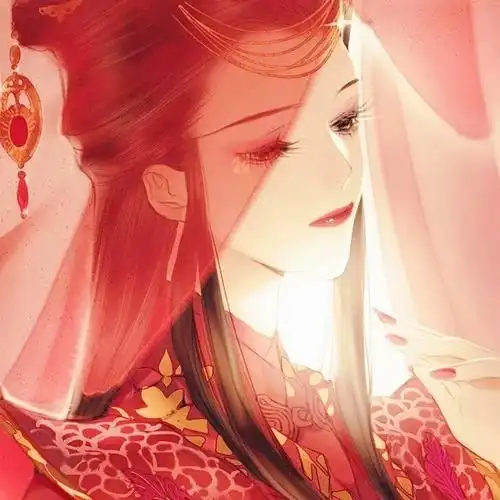 古风红衣女头像新妆宜面下朱楼深锁春光一院愁