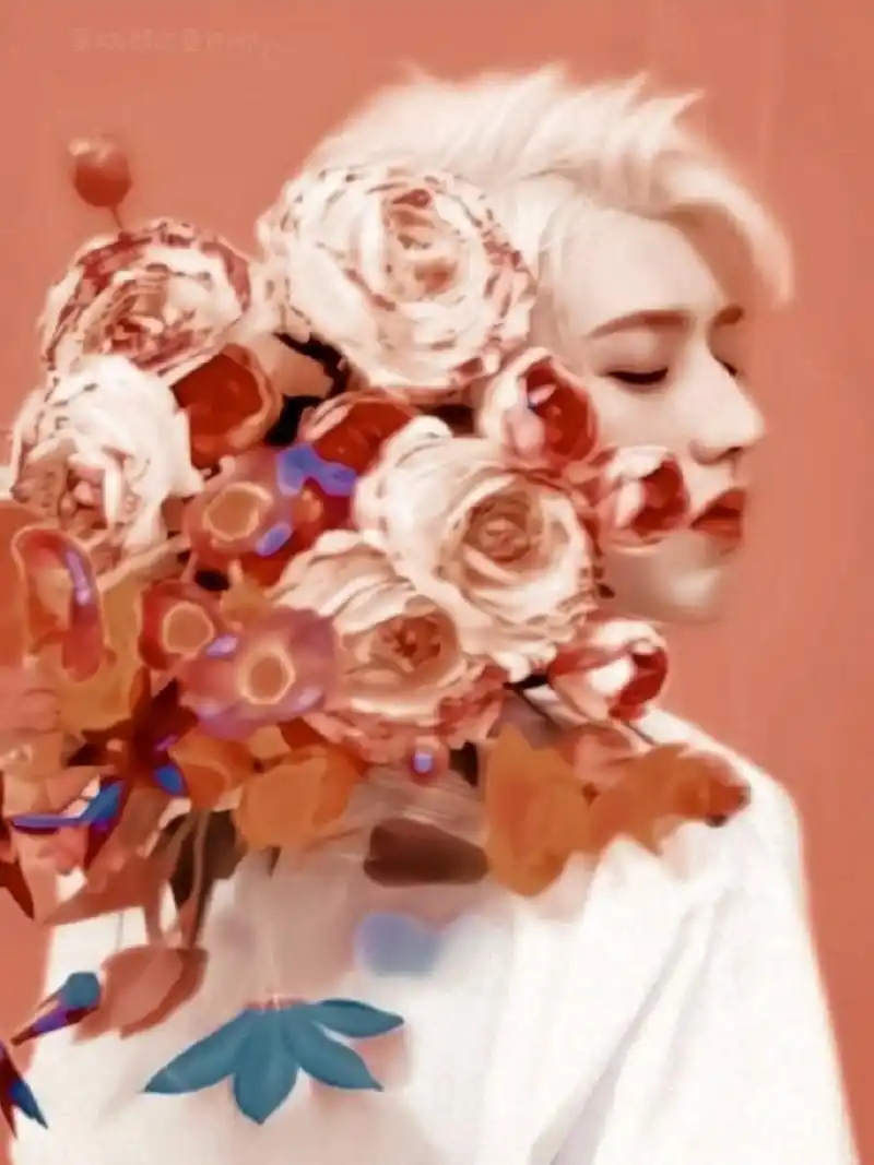 蔡徐坤奔跑吧鲜花氛围感海报