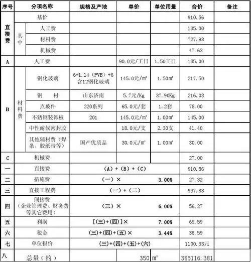 审计局车库雨棚报价单