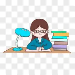 手绘卡通女老师批改作业元素